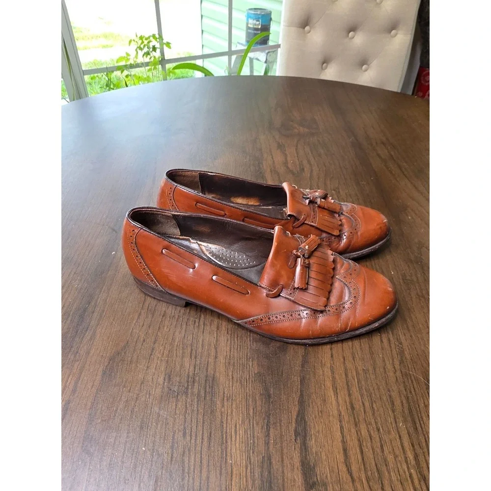 Johnston & Murphy Brown Leather Tassel‎ Loafers Men's 10M #15-3160